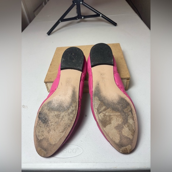 Women’s Gucci Pink Quilted  Nappa Leather Ballet Flats/Shoes Sz 39.5 / US 9.5 - Picture 9 of 14